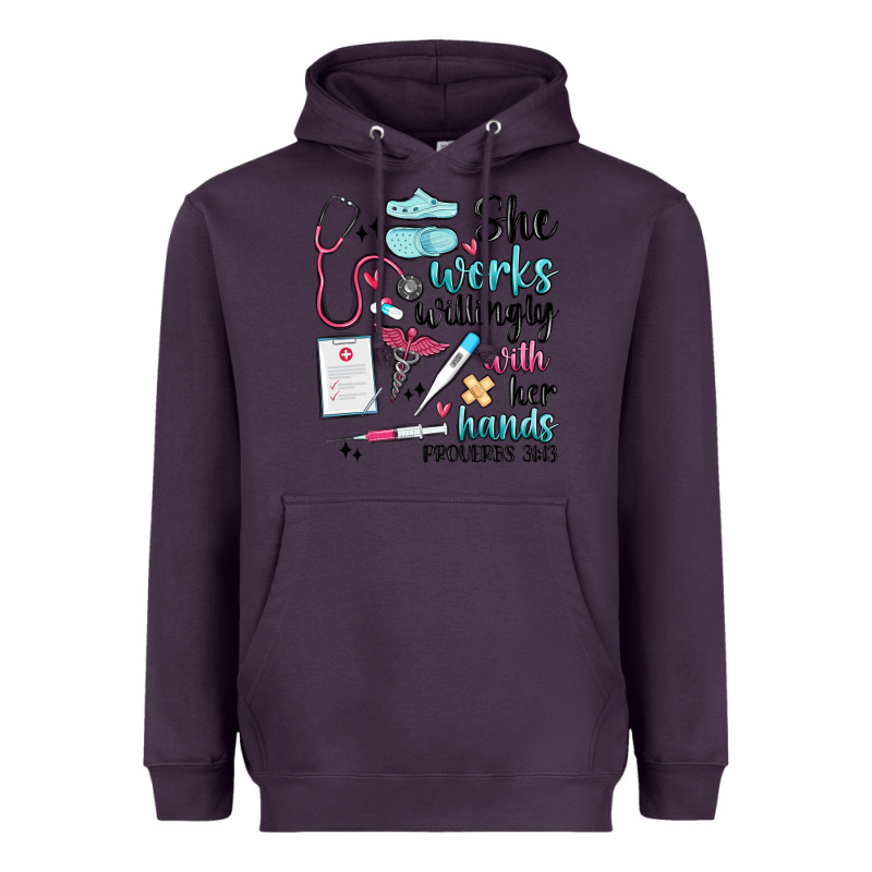 She Works Willingly With Her Hands Heavyweight Hoodie by MaliasSmallBusiness | Teevron