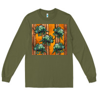 Army Green dinosaur triceratops Long Sleeve Tee - Artiststas