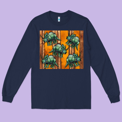 Dinosaur Triceratops Long Sleeve Tee Designed By Artiststas