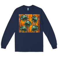 Navy dinosaur triceratops Long Sleeve Tee - Artiststas