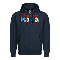 Navy American Mama Zipper Hoodie - LillyAllenDesigns