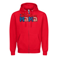 Red American Mama Zipper Hoodie - LillyAllenDesigns