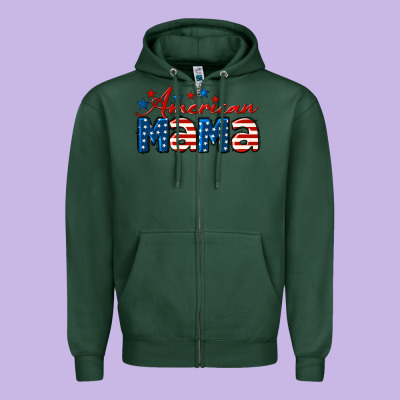 American Mama Zipper Hoodie Designed By Lillyallendesigns