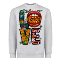 Heather Grey Love Halloween Lips Heavyweight Sweatshirt - CowhideDigitalArt
