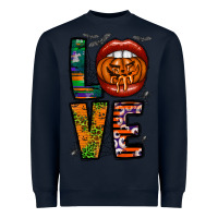 Navy Love Halloween Lips Heavyweight Sweatshirt - CowhideDigitalArt