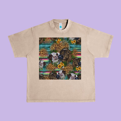 Western Two Cute Heifers Seamless Pattern Urban Heavy Tee Designed By Hra Design Shop