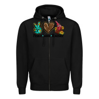 Black peace love rooster Zipper Hoodie - BarkalooDesign