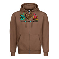 Chestnut peace love rooster Zipper Hoodie - BarkalooDesign
