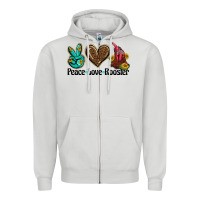Dove Grey peace love rooster Zipper Hoodie - BarkalooDesign