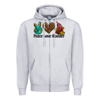 Heather Grey peace love rooster Zipper Hoodie - BarkalooDesign