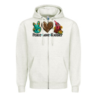 Oatmeal Heather peace love rooster Zipper Hoodie - BarkalooDesign
