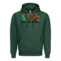 Sports Green peace love rooster Zipper Hoodie - BarkalooDesign