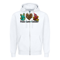 White peace love rooster Zipper Hoodie - BarkalooDesign