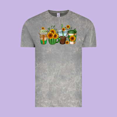 Sunflowers Coffee Cups Vintage Tee Designed By Adodesignshop