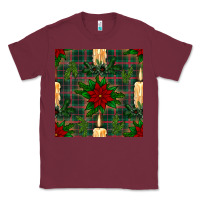 Burgundy christmas candle and ornaments seamless pattern Classic Tee - BundleAndBundleShop