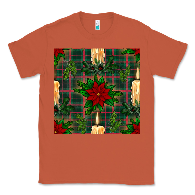 Christmas Candle And Ornaments Seamless Pattern Classic Tee by BundleAndBundleShop | Teevron