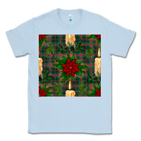 Dusty Blue christmas candle and ornaments seamless pattern Classic Tee - BundleAndBundleShop