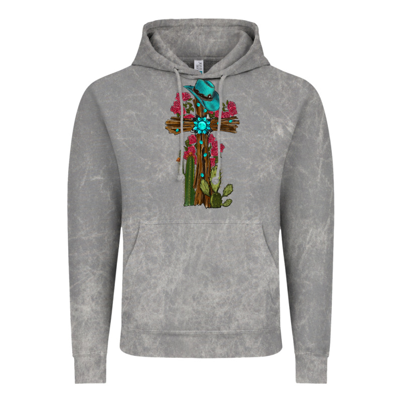Cross Gemstone Cactus Roses Cowboy Hat Vintage Hoodie by RanaPortraitStore | Teevron