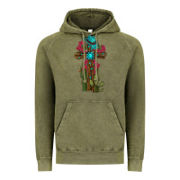 Vintage Olive cross gemstone cactus roses cowboy hat Vintage Hoodie - RanaPortraitStore