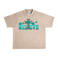 French Oak western turquoise's gemstones cross believe Urban Heavy Tee - BarkalooDesign