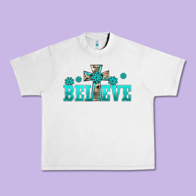 Western Turquoise's Gemstones Cross Believe Urban Heavy Tee Designed By Barkaloodesign