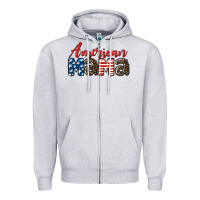 Heather Grey Western American Mama Zipper Hoodie - LillyAllenDesigns