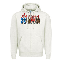 Oatmeal Heather Western American Mama Zipper Hoodie - LillyAllenDesigns