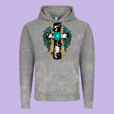 Cross Gemstone Wings Vintage Hoodie Designed By Ranaportraitstore