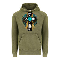 Vintage Olive cross gemstone wings Vintage Hoodie - RanaPortraitStore