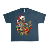 Midnight Navy Christmas lights and skeleton Urban Heavy Tee - FaDigitalArtStudio