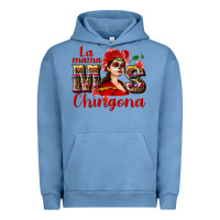 Pigment Pebble Blue La mama mos Chingona Urban Hoodie - NancyCooperArtShop