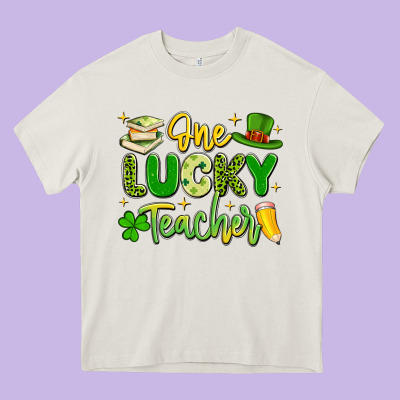 One Lucky Teacher Heavy Core Tee Designed By Artiststas