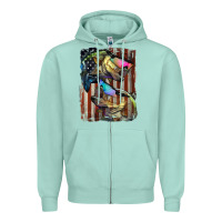 Seafoam American Flag With Bass Fish Zipper Hoodie - LillyAllenDesigns