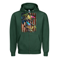 Sports Green American Flag With Bass Fish Zipper Hoodie - LillyAllenDesigns