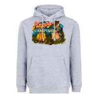 Heather Grey happy camping Heavyweight Hoodie - NancyCooperArtShop