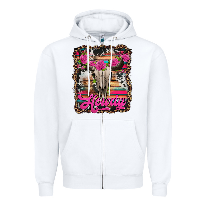 Howdy Valentine's Day Bull Skull Zipper Hoodie by Jasminsmagicworld | Teevron