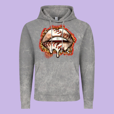 Baseball Lips Vintage Hoodie Designed By Zillion Design Studio