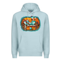 Blue Mist western cactus Premium Hoodie - AdoDesignShop