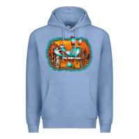 Colony Blue western cactus Premium Hoodie - AdoDesignShop