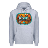 Heather Grey western cactus Premium Hoodie - AdoDesignShop