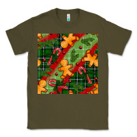 Army Green christmas gingerbread man and candy cane seamless pattern Classic Tee - BundleAndBundleShop