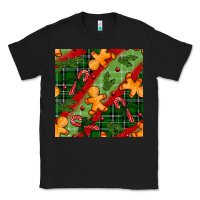 Black christmas gingerbread man and candy cane seamless pattern Classic Tee - BundleAndBundleShop