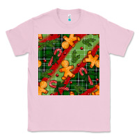 Bubblegum Pink christmas gingerbread man and candy cane seamless pattern Classic Tee - BundleAndBundleShop