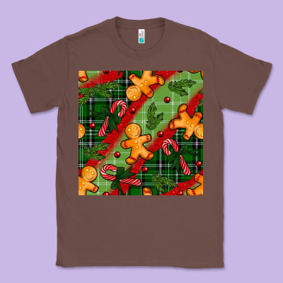 Christmas Gingerbread Man And Candy Cane Seamless Pattern Classic Tee Designed By Bundleandbundleshop