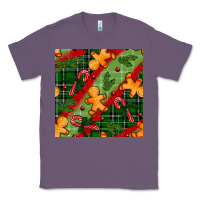 Lavender christmas gingerbread man and candy cane seamless pattern Classic Tee - BundleAndBundleShop