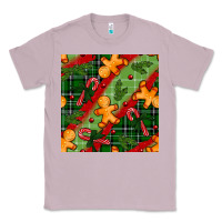Lilac christmas gingerbread man and candy cane seamless pattern Classic Tee - BundleAndBundleShop