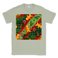 Matcha christmas gingerbread man and candy cane seamless pattern Classic Tee - BundleAndBundleShop