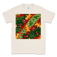Natural christmas gingerbread man and candy cane seamless pattern Classic Tee - BundleAndBundleShop