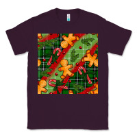 Plum christmas gingerbread man and candy cane seamless pattern Classic Tee - BundleAndBundleShop