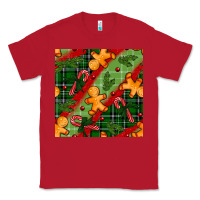Red christmas gingerbread man and candy cane seamless pattern Classic Tee - BundleAndBundleShop